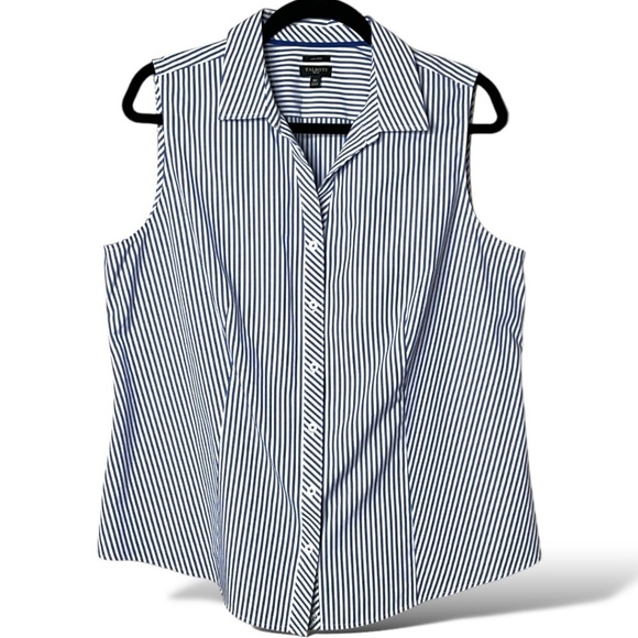 TALBOTS Cotton No Iron Sleeveless Button Front Perfect Shirt US Sz 16P NWOT - Picture 3 of 9